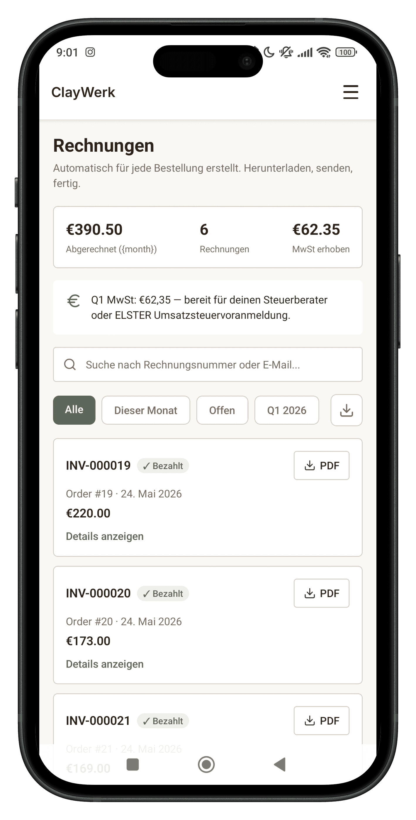Compliance unsichtbar — Rechnung & MwSt automatisch